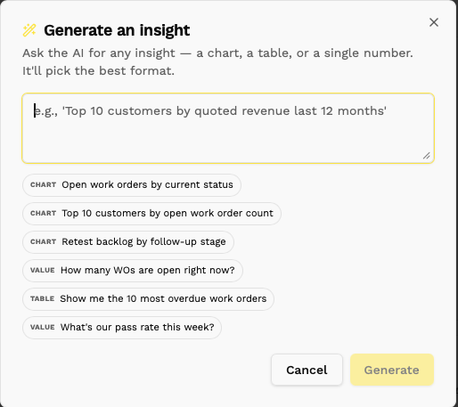 Generate Insight prompt modal
